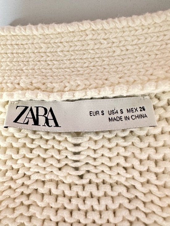 ZARA Textured Chunky Knit Crop Cardigan Coquette Balletcore Scallop Ivory - Picture 6 of 8